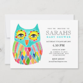 Baby shower lunaire Rainbow Owl Invitation
