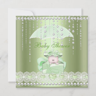 Baby Shower Mädchen Junge Baby Mint Regenschirm Pe Einladung