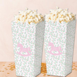 Baby-Shower Mädchen mit rosa Schaukelpferd Geschenkschachtel