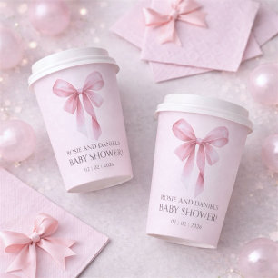 Baby Shower Mädchen mit sanftem rosa Schleife Pappbecher