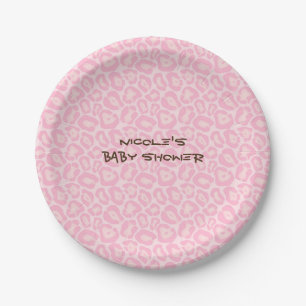 Baby Shower Mädchen Rosa Safari Gepard Leopard Pappteller