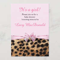 Baby Shower Mädchen Rosa Schleife Leopard Cheetah