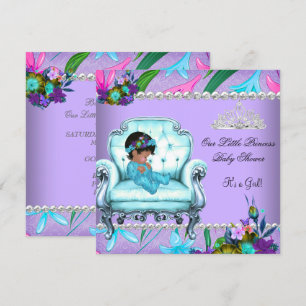 Baby-Shower Mädchen Rosa Türkis Blau Lila Stuhl Einladung