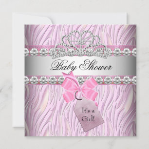 Baby Shower Mädchen Zebra Rosa Prinzessin Tiara Di Einladung
