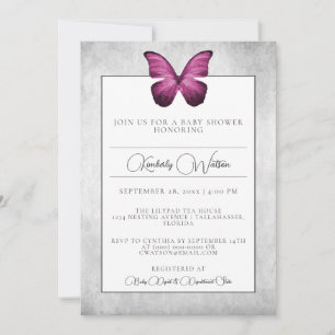 Baby shower Magenta Butterfly Invitation