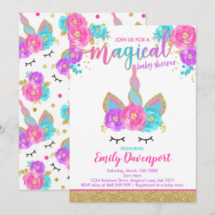 Baby shower magique Invitation Baby shower Unicorn