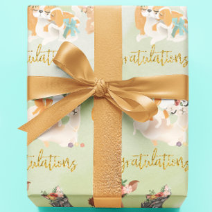 Baby-Shower-Mama Baby-Tiere Gratulation Geschenkpapier
