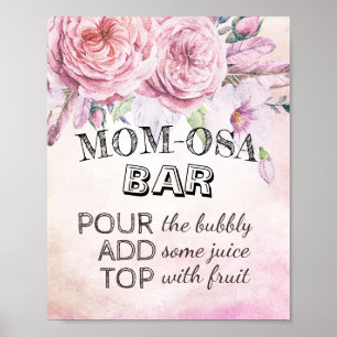 Baby Shower MAMA-OSA BAR Sign Boho Blume Feathers Poster