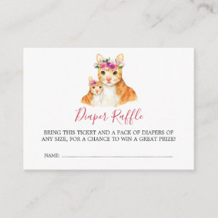 Baby Shower Mama und Baby Katzenwindel-Raffle Begleitkarte