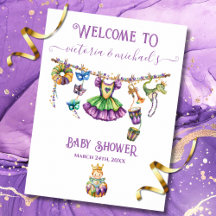Baby shower Mardi Gras Clothesline Affiche de bien