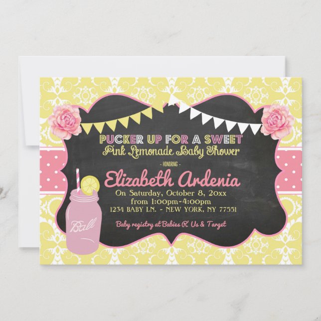 Baby shower Mason Jar Sweet Lemonade Invitation (Devant)