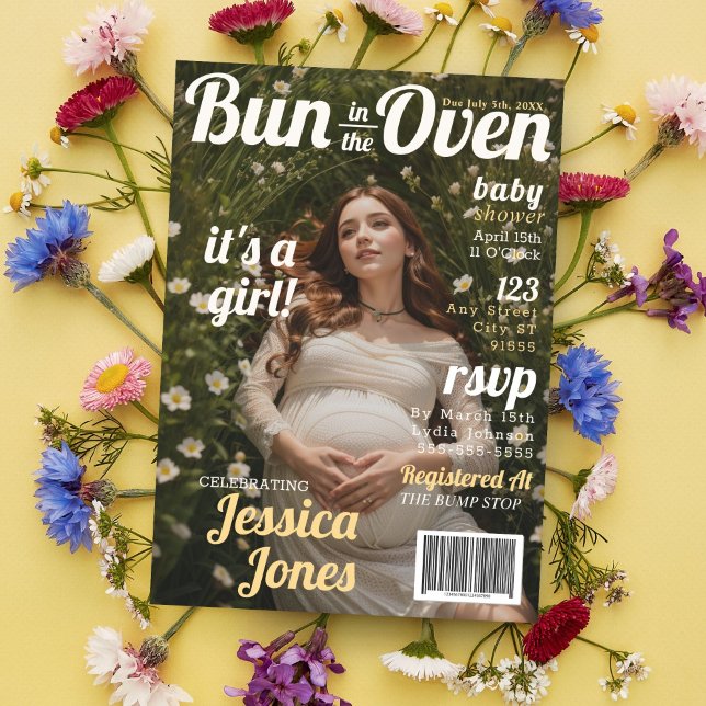 Baby Shower Maternity Magazine Cover Einladung (Von Creator hochgeladen)