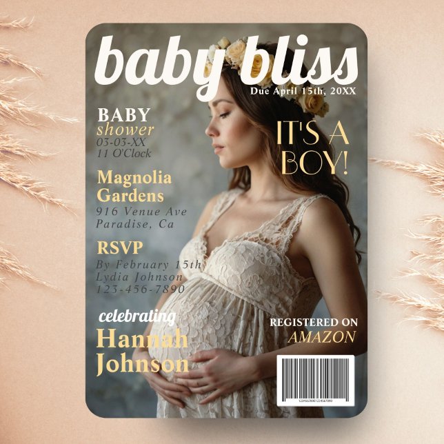 Baby Shower Maternity Magazine Cover Einladung (Von Creator hochgeladen)