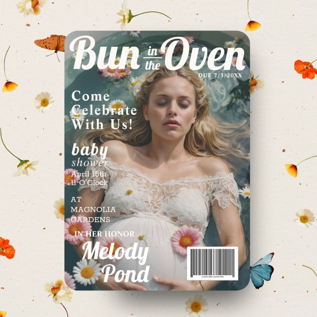 Baby Shower Maternity Magazine Cover Einladung (Von Creator hochgeladen)