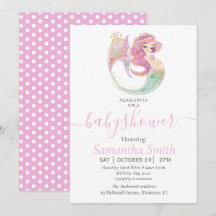 BABY SHOWER MERMAID Invitation rose