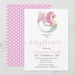 BABY SHOWER MERMAID Invitation rose