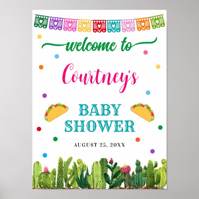 Baby shower mexicain Affiche de bienvenue Taco Bou (Devant)