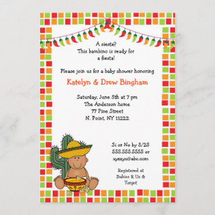 Baby shower mexicain Fiesta Invitation à peau moye