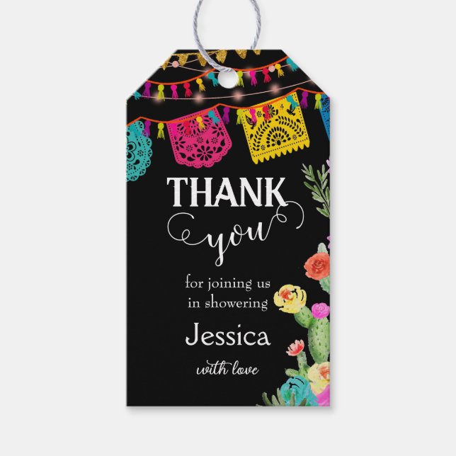 Baby shower mexicain Fiesta merci étiquette cadeau (Devant)