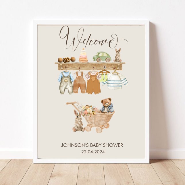 Baby shower mignon Bienvenue Poster du thème Boho  (Watercolor Boho Nursery Baby Shower Cards & Gifts Poster)