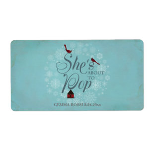 Baby shower Mini Champagne Étiquette Hiver Bleu
