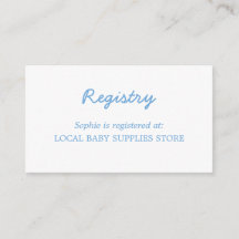 Baby Shower Minimal Blue Registrierungskarte