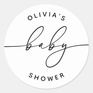 Baby Shower Minimaliste. Étiquette Noir & Blanc po