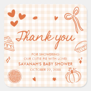 Baby Shower mit handgezeichnetem Herbst-Motiv und  Quadratischer Aufkleber