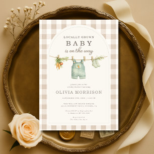 Baby Shower mit lokalem Bauernmarkt im Gingham-Loo Einladung