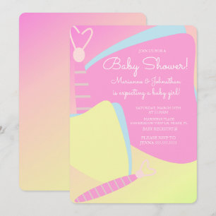 Baby Shower mit rosa Ombre Schmetterlingen Einladung