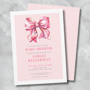 Baby Shower mit rosa Schleife Einladung