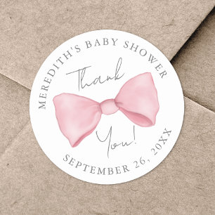 Baby Shower mit rosa Schleife Runder Aufkleber