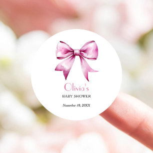 Baby Shower mit rosa Schleifenband Runder Aufkleber