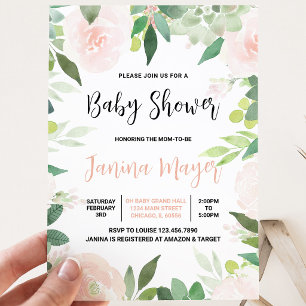 Baby Shower mit rosa Sukkulenten Einladung