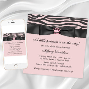 Baby Shower mit rosa Zebra Einladung