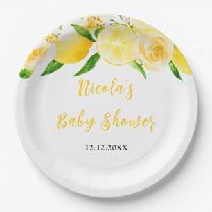 Baby Shower mit Zitronen und Laub Pappteller