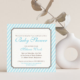 BABY SHOWER modern vintage süße Bonbonstreifen bla Einladung