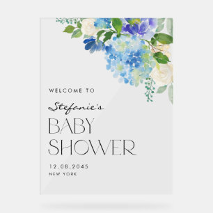 Baby shower moderne Blue Hydrangea Fleurs Accueil