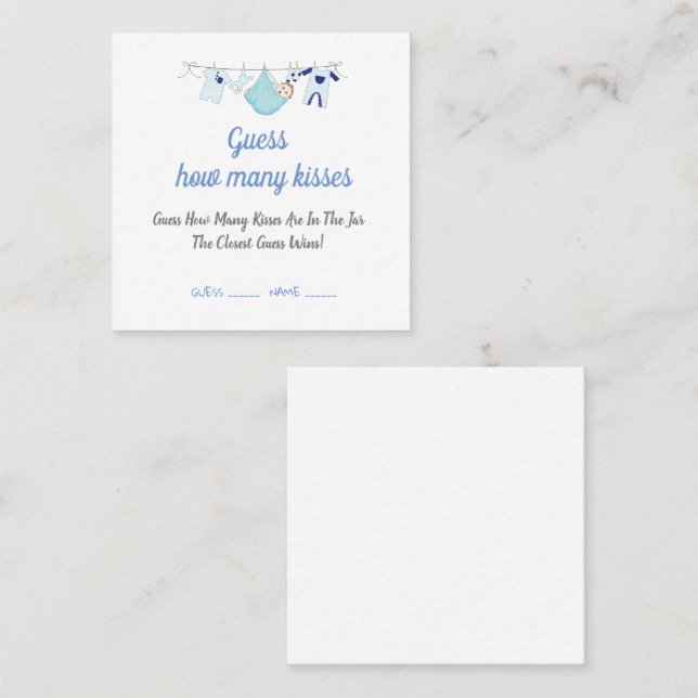 Baby shower moderne Devinez combien de cartes de b (Devant / Derrière)