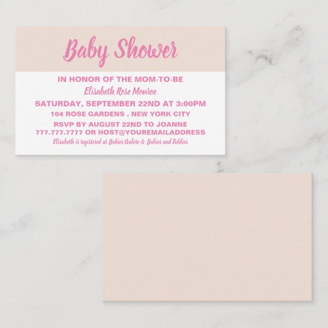 Baby shower moderne et élégant Invitation de bille (Devant / Derrière)
