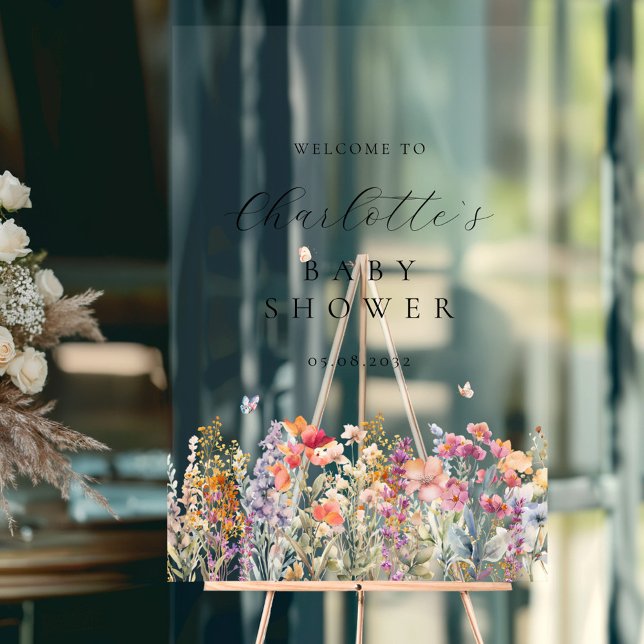 Baby shower moderne et fleur sauvage Accueil (Créateur téléchargé)