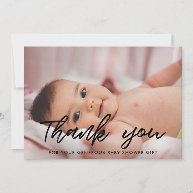 Baby shower moderne merci carte photo (Devant)
