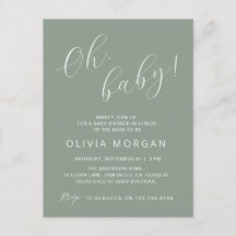 Baby shower Moderne Sage Vert Élégant Invitation