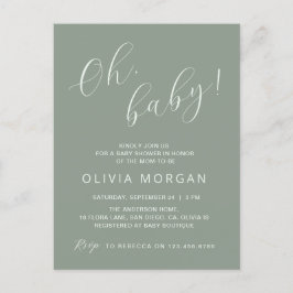 Baby shower Moderne Sage Vert Élégant Invitation