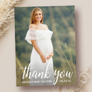 Baby Shower Moderne Schriftart Danke Foto Postkarte