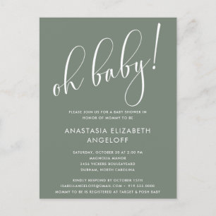 Baby shower Moderne Script Sage Green Invitation