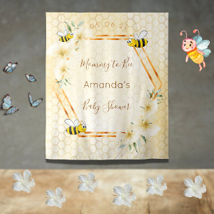 Baby Shower mommy to bee bumble bees honeycomb Wandteppich