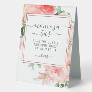 Baby Shower Momosa Bar Pfirsich Korallen Blumen Sc Tischaufsteller