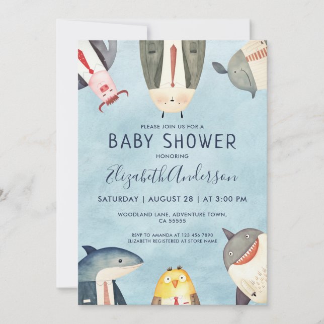 Baby shower. Mon garçon. Jolie invitation carte él (Devant)
