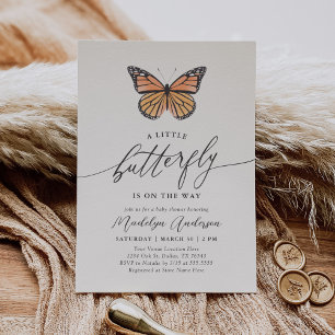 Baby shower Monarque Papillon Invitation
